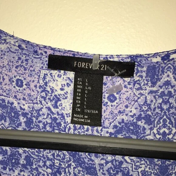 Boho Peasant Dress Blue White - Picture 3 of 5